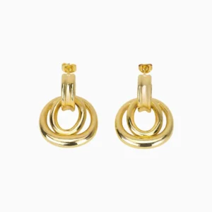Aretes Broquel De Oro Doble Aro