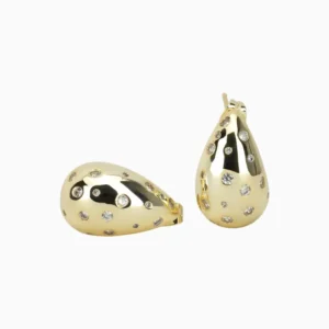 Aretes Broquel De Oro Gota Ancha
