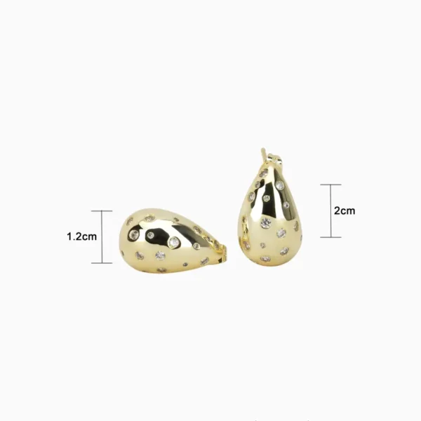 Aretes Broquel De Oro Gota Ancha
