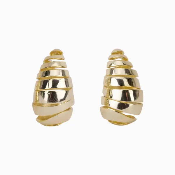 Aretes Broquel De Oro Gota Cortada