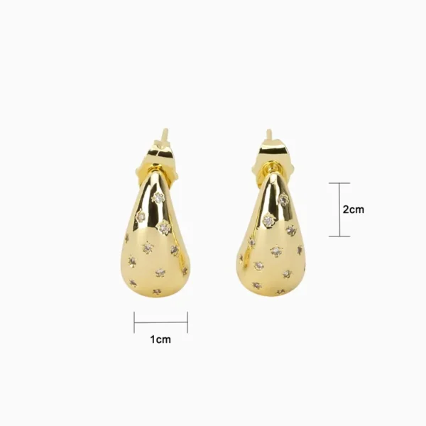 Aretes Broquel De Oro Gota Dorada