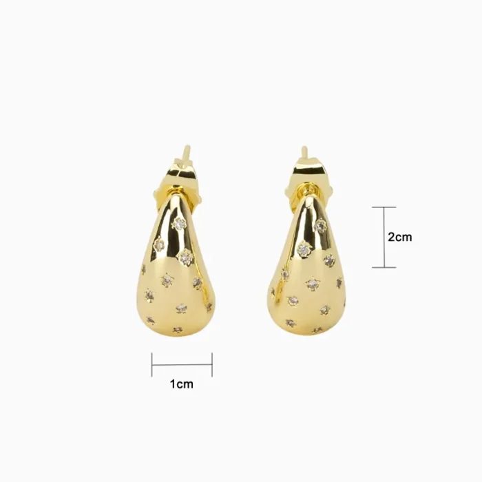 Aretes Broquel De Oro Gota Dorada