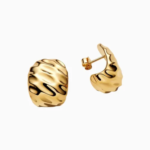 Aretes Broquel De Plata Ancho Ondulado