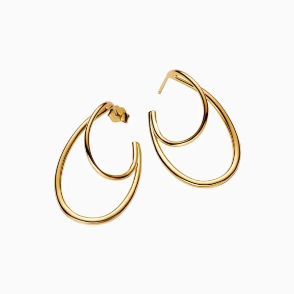 Aretes Broquel De Plata Aro Doble Orgánico