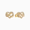 Aretes Broquel De Plata Corazón Infinito Dorado