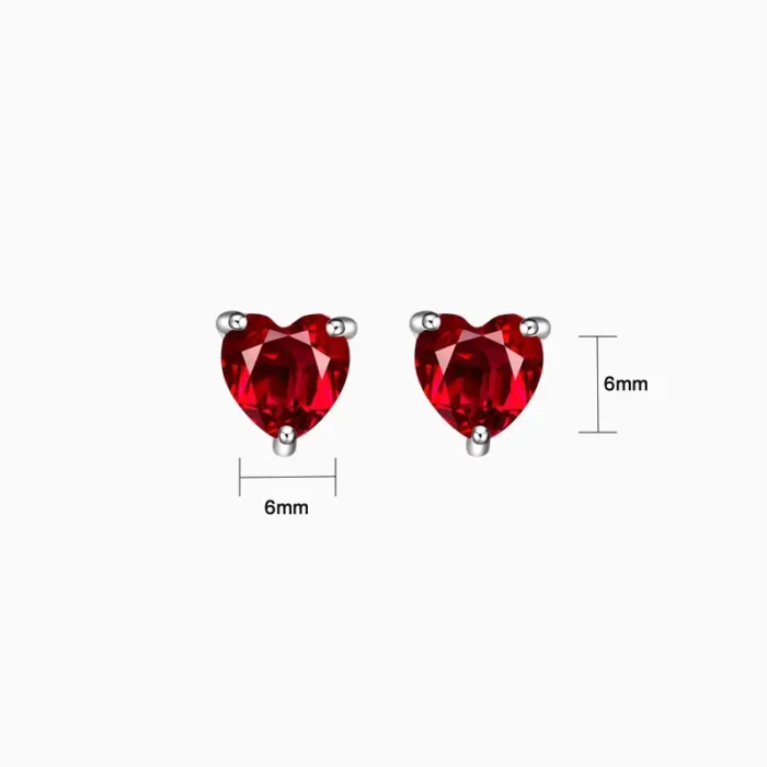 Aretes Broquel De Plata Corazón Rojo