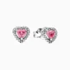 Aretes Broquel De Plata Corazón Rosa