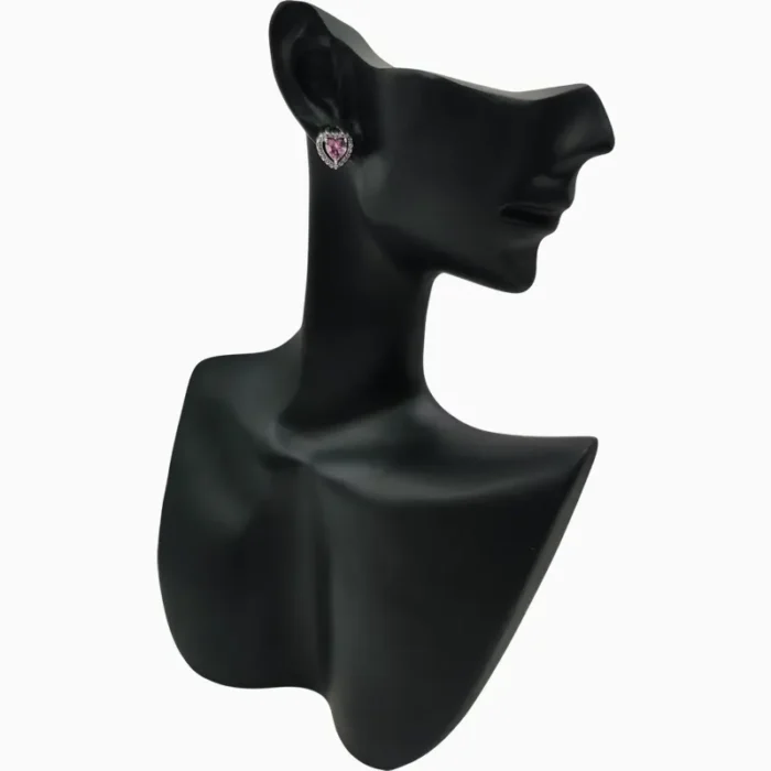 Aretes Broquel De Plata Corazón Rosa