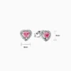 Aretes Broquel De Plata Corazón Rosa