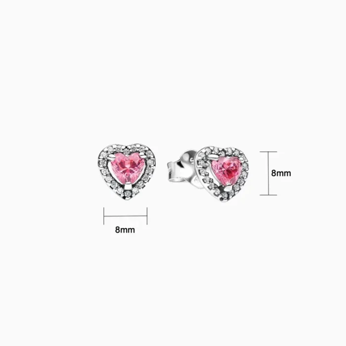 Aretes Broquel De Plata Corazón Rosa
