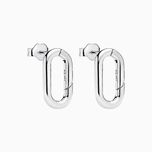 Aretes Broquel De Plata Eslabón Con Apertura Plata