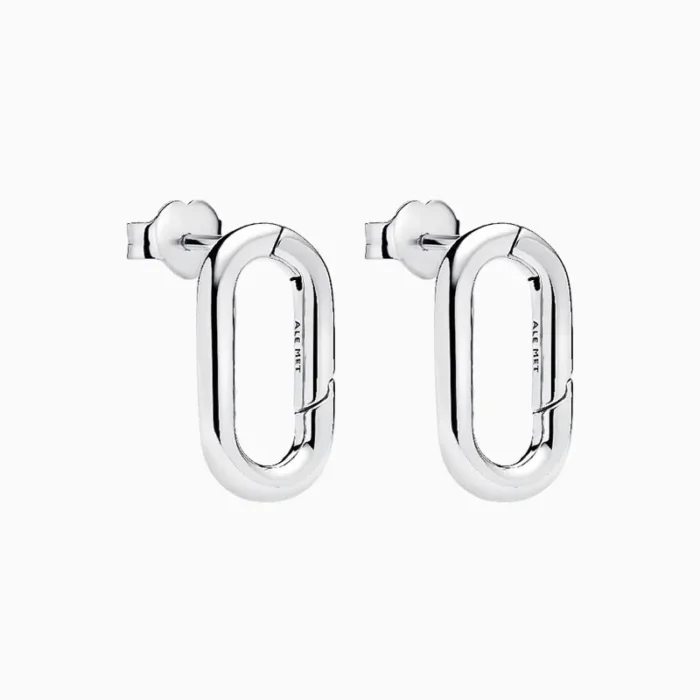 Aretes Broquel De Plata Eslabón Con Apertura Plata