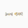 Aretes Broquel De Plata Lazo Dorado