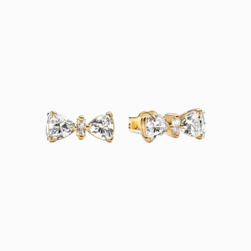 Aretes Broquel De Plata Lazo Dorado