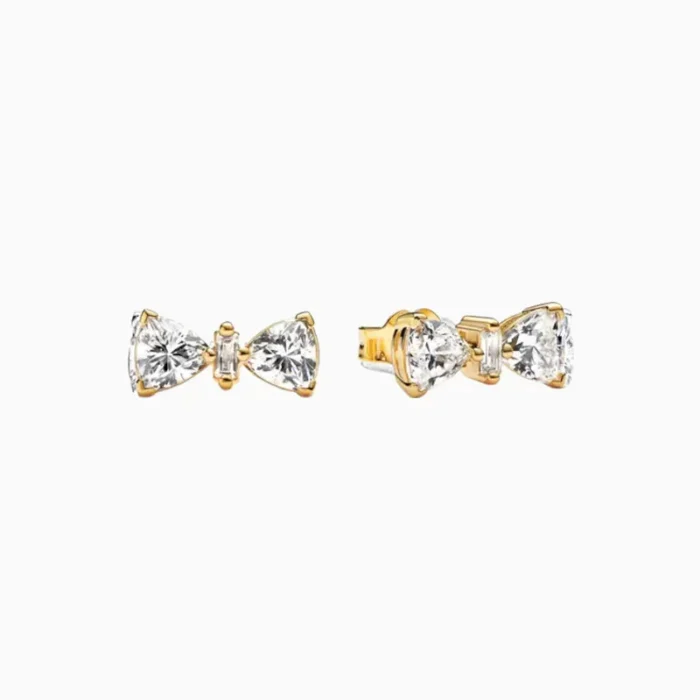 Aretes Broquel De Plata Lazo Dorado