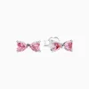 Aretes Broquel De Plata Lazo Rosa