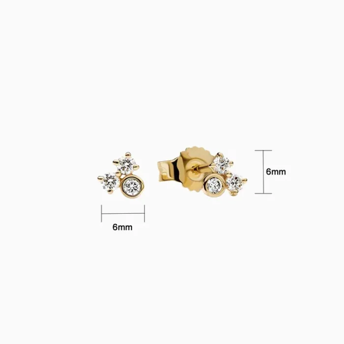 Aretes Broquel Triple Diamante