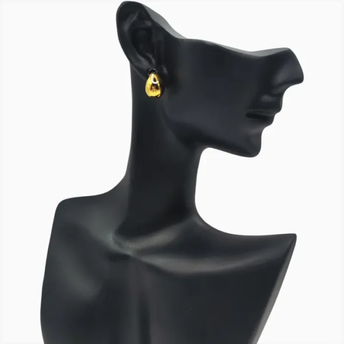 Aretes De Acero Gota Dorada