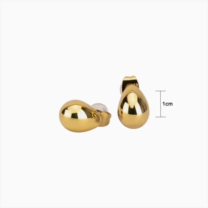 Aretes De Acero Gota Dorada