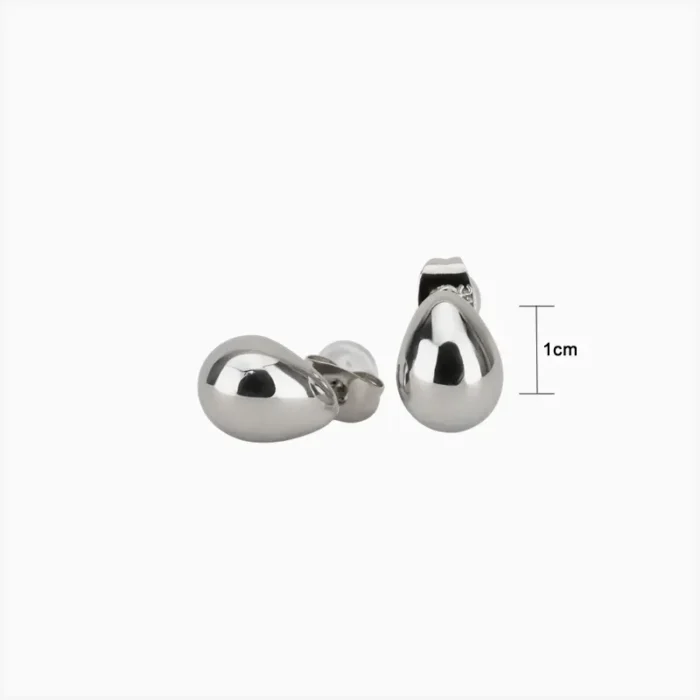 Aretes De Acero Gota Plateada