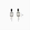 Aretes De Acero Rectángulo Plateado