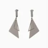 Aretes Largos De Acero Triángulo Plateado