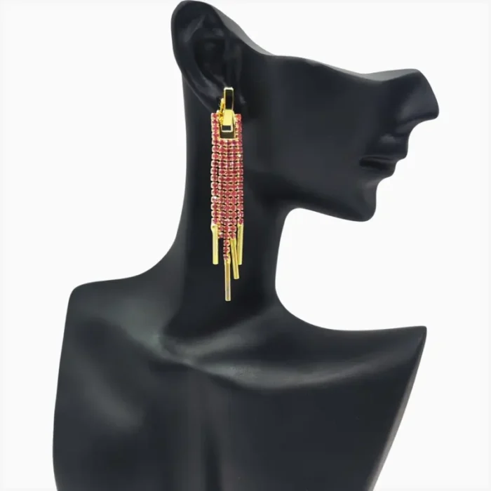 Aretes De Oro Colgantes Fucsia