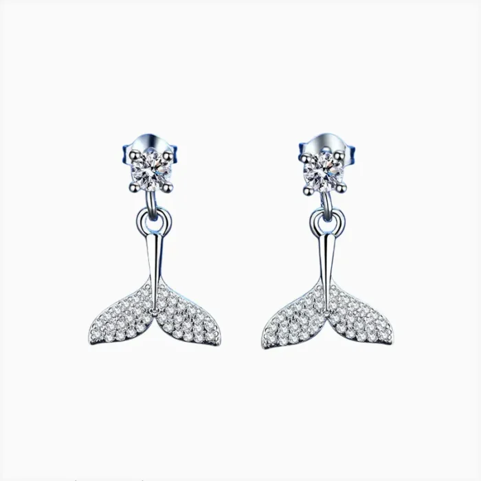 Aretes Broquel De Plata Cola De Sirena