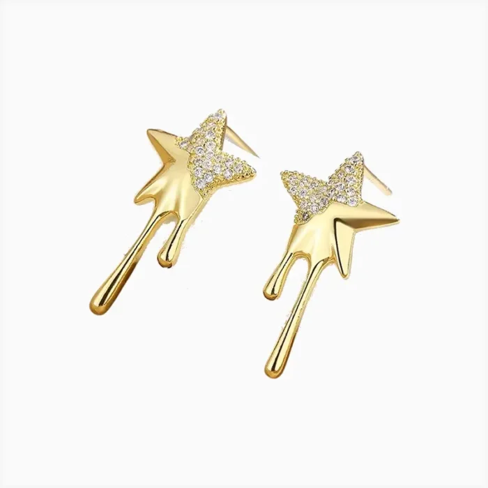 Aretes Broquel De Plata Estrella Derretida