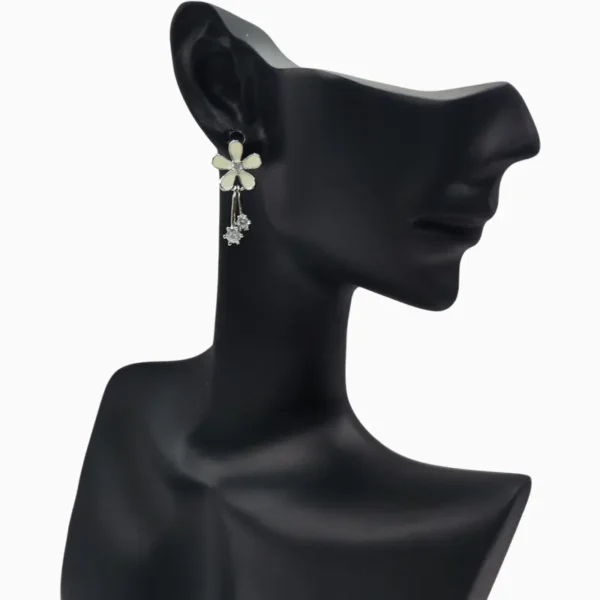 Aretes De Plata Flor Blanca