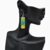 Aretes De Plata Retro Rectángulo