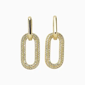 Aretes Huggies De Oro Eslabones Brillantes