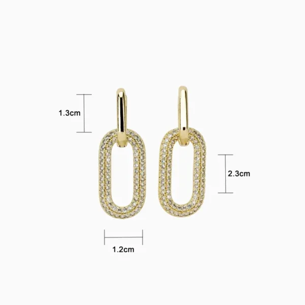 Aretes Huggies De Oro Eslabones Brillantes