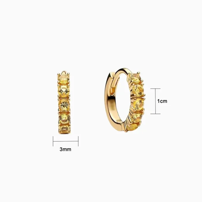 Aretes Huggies De Plata Abrazo Amarillo