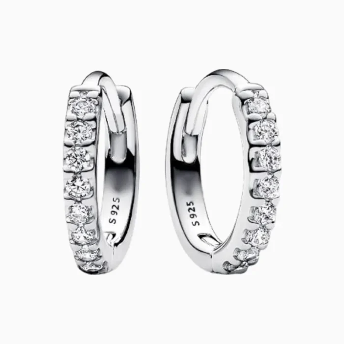Aretes Huggies De Plata Abrazo Brillante Plata