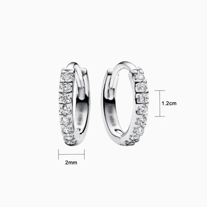Aretes Huggies De Plata Abrazo Brillante Plata