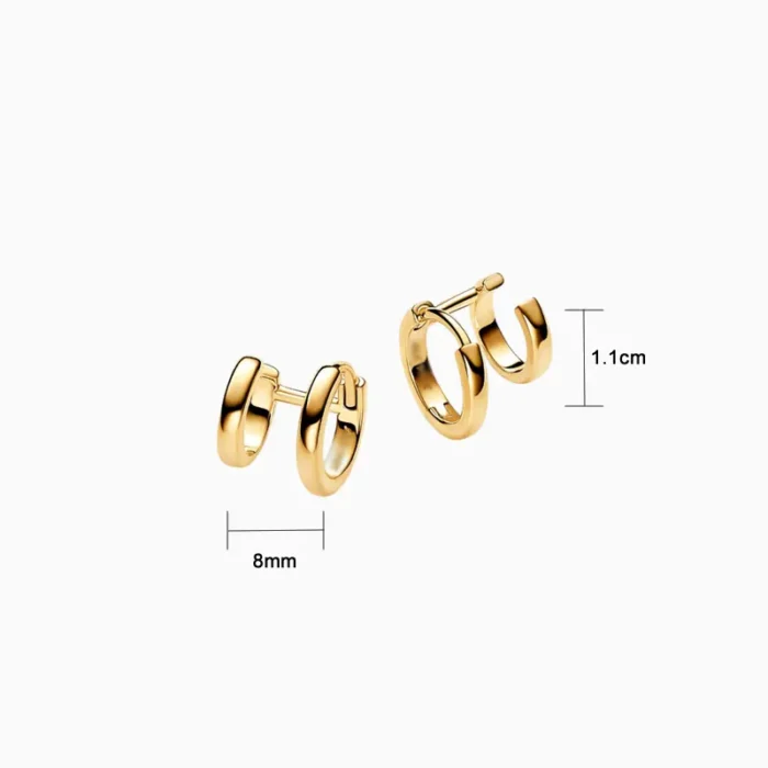 Aretes Huggies De Plata Abrazo Doble