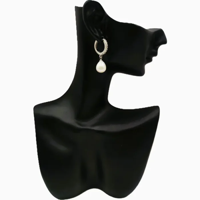 Aretes Huggies De Plata Perla Colgante