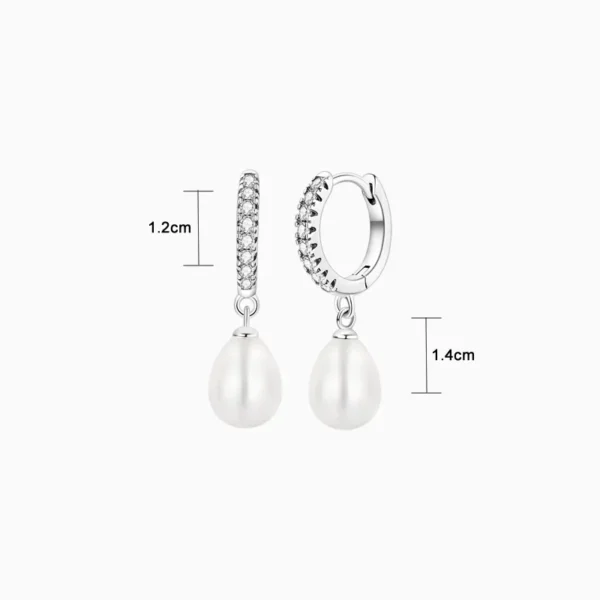 Aretes Huggies De Plata Perla Colgante