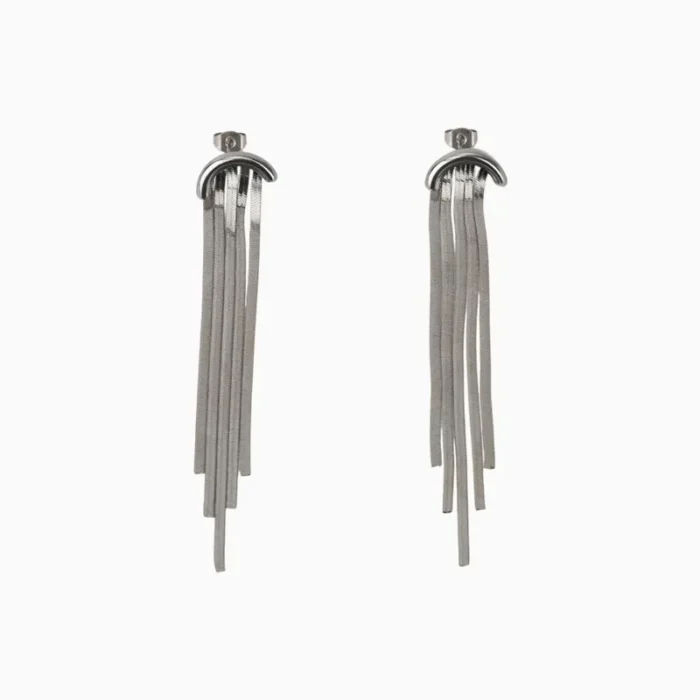 Aretes Largos De Acero Arco Cola De Ratón