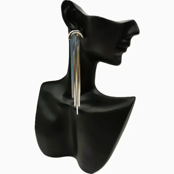 Aretes Largos De Acero Arco Cola De Ratón
