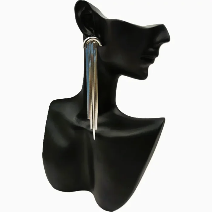 Aretes Largos De Acero Arco Cola De Ratón