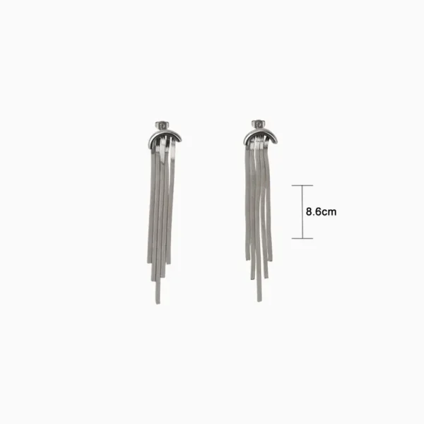 Aretes Largos De Acero Arco Cola De Ratón