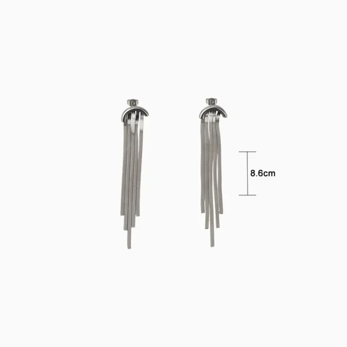 Aretes Largos De Acero Arco Cola De Ratón