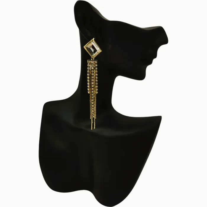 Aretes Largos De Oro Colgantes Brillantes