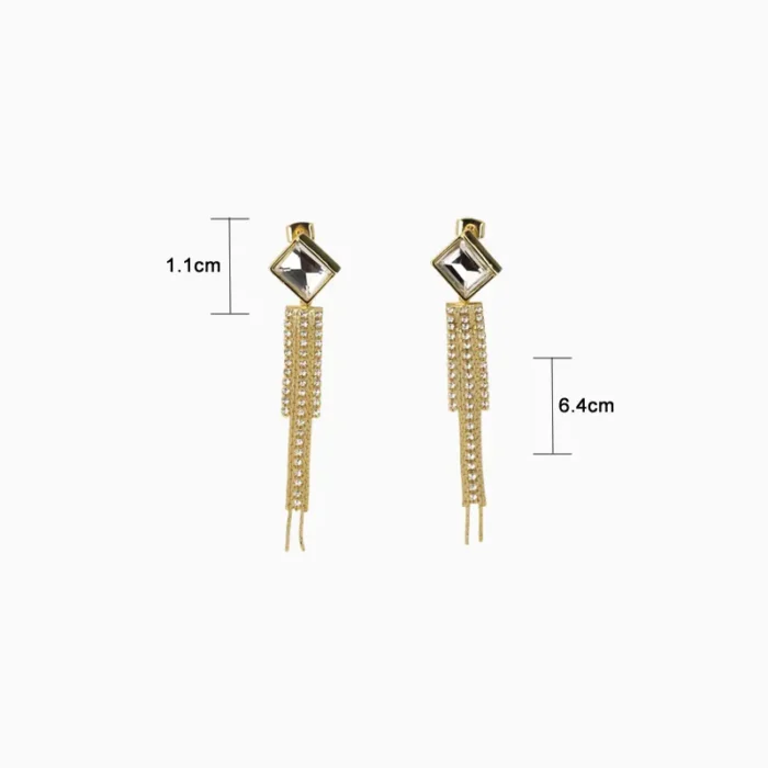 Aretes Largos De Oro Colgantes Brillantes
