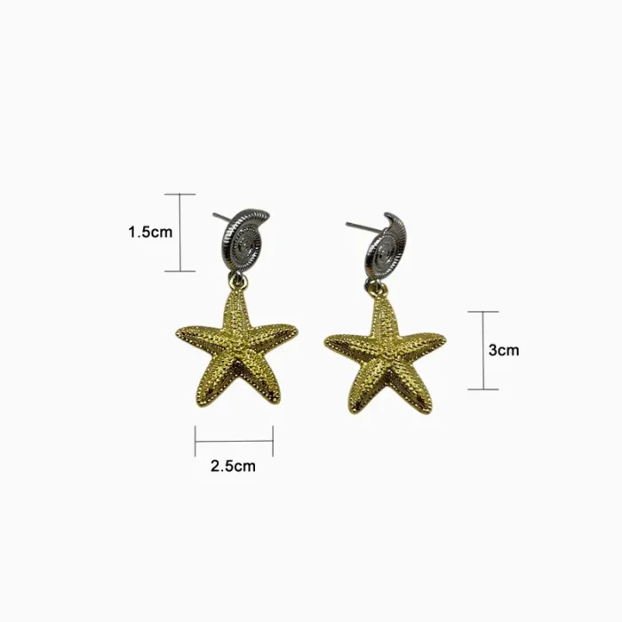 Aretes Largos De Oro Estrella De Mar
