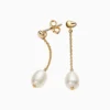 Aretes Largos De Plata Perla Blanca
