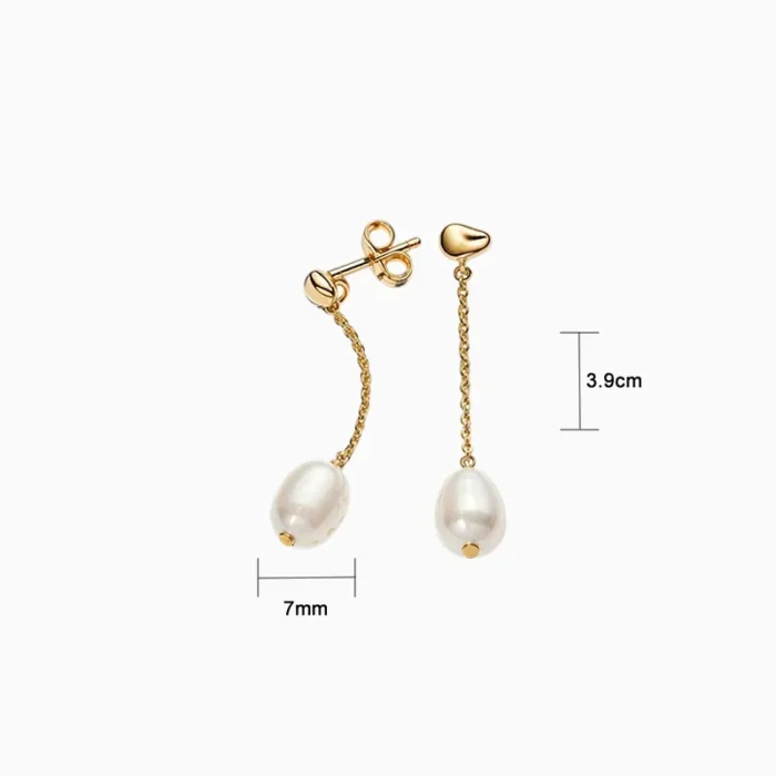 Aretes Largos De Plata Perla Blanca