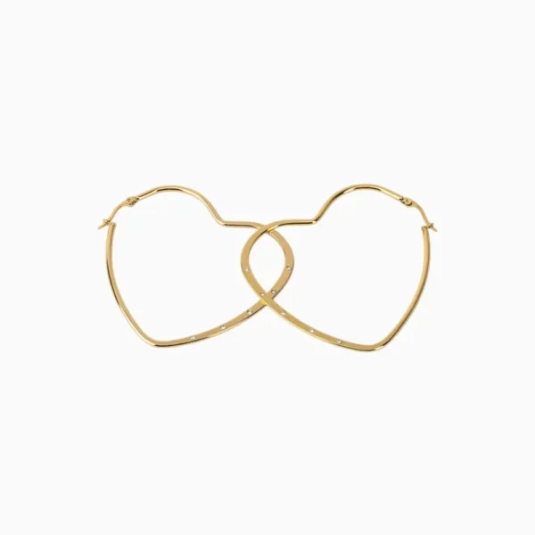 Arracadas De Acero Corazón Dorado